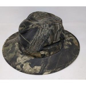 Mossy Oak Break Up Camo Fedora Hat Camo Camouflage Made In USA Hunting VTG Sz M